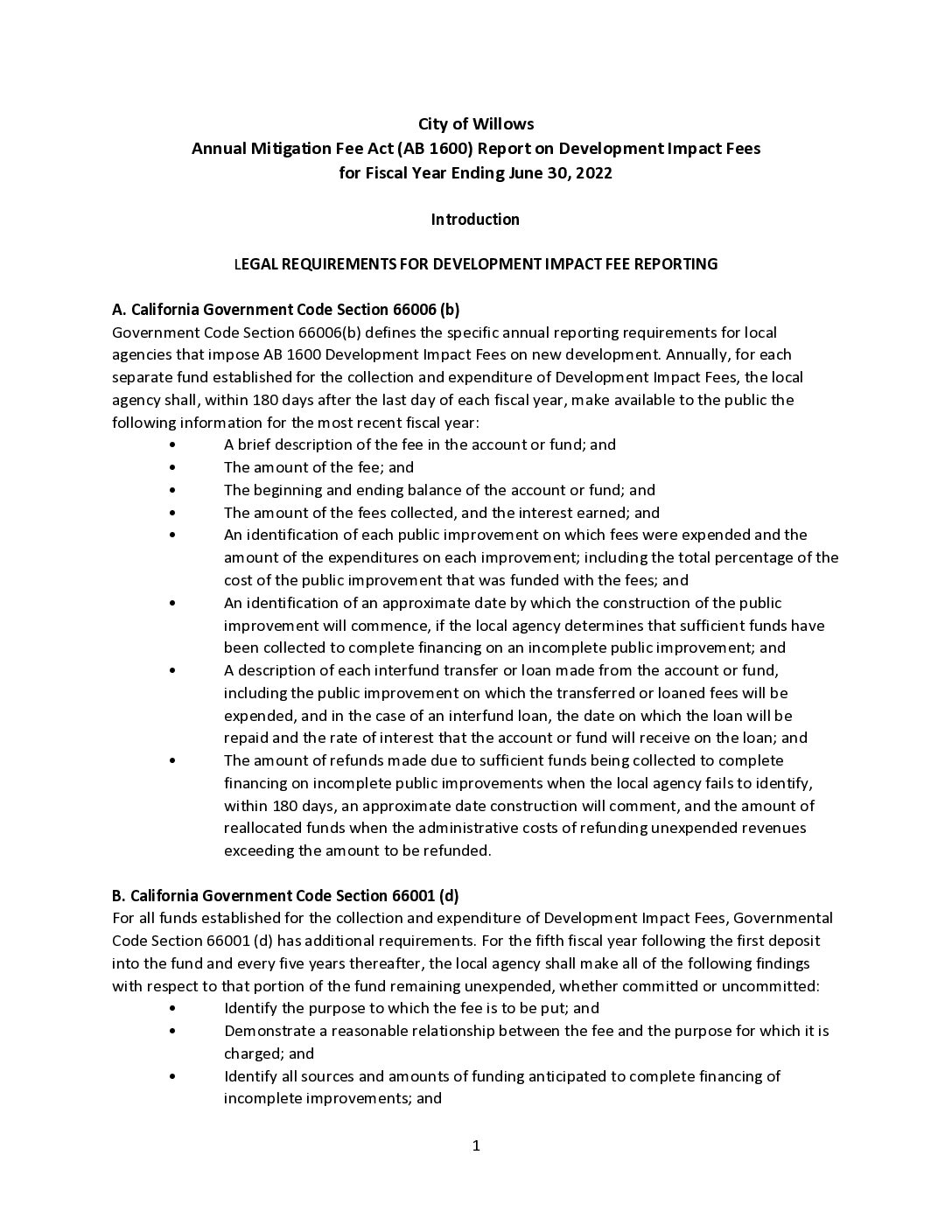 Annual-Mitigation-Fee-Act-AB-1600-Report-on-Development-Impact-Fees-for-Fiscal-Year-Ending-June-30-2022 Annual Mitigation Fee Act AB 1600 Report on Development Impact Fees for Fiscal Year Ending 6-30-22