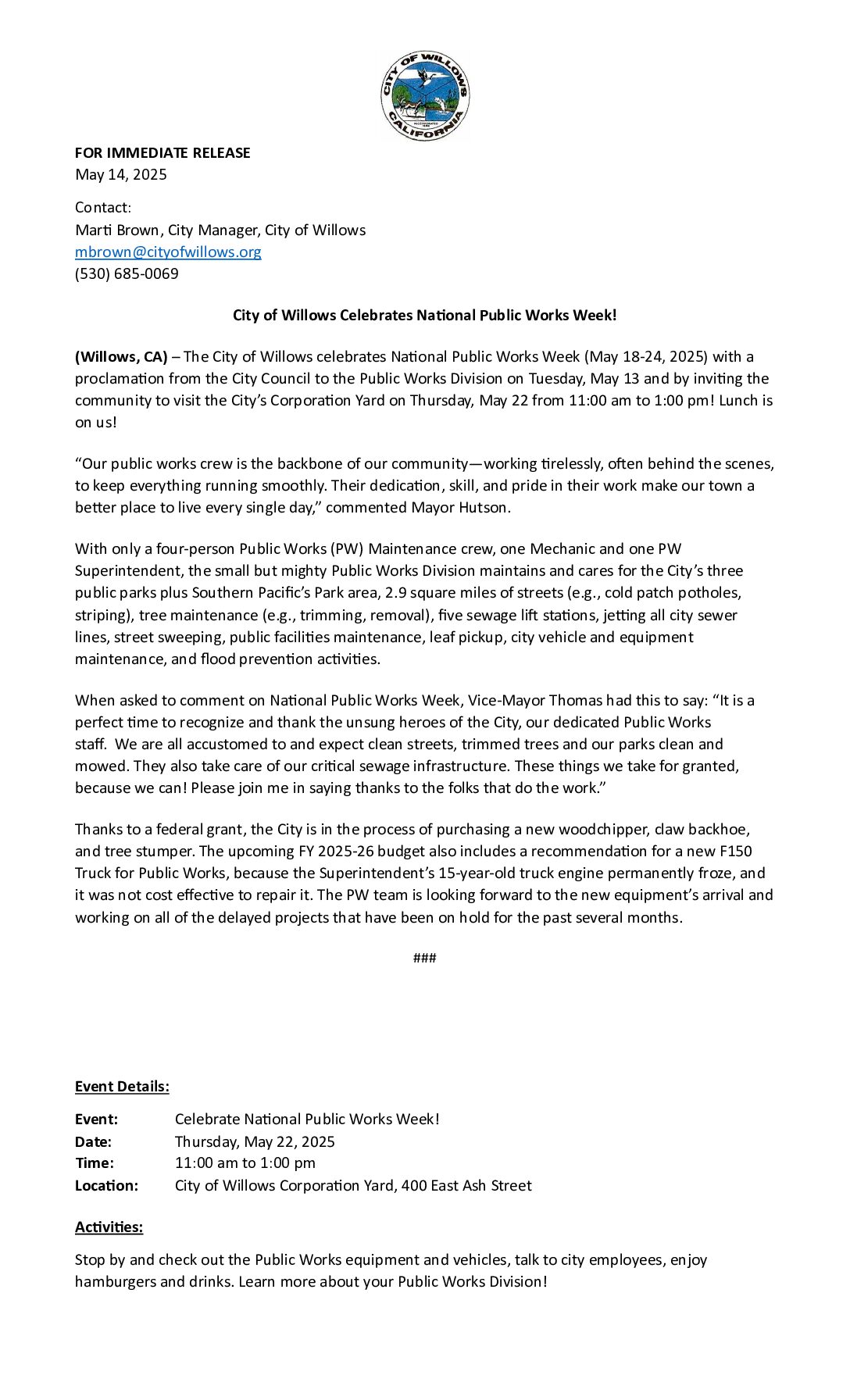 PR-National-PW-Week.5.12.25-legal Willows Celebrates National Public Works Week!