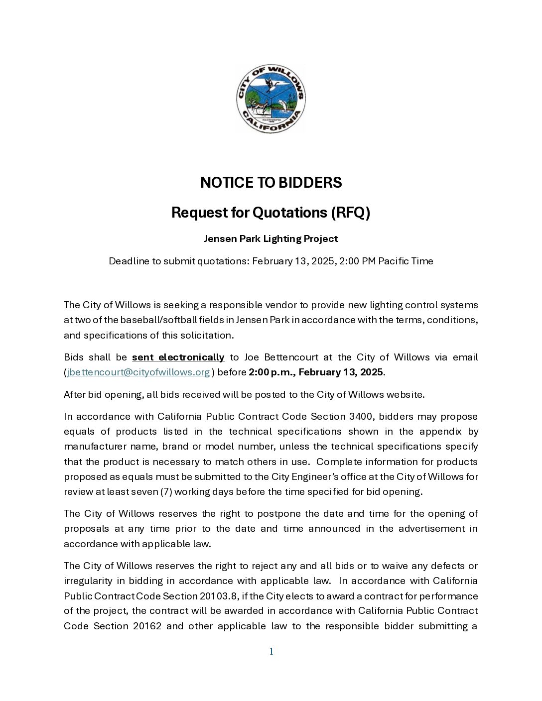 RFQ-for-Jensen-Park-Lights RFQ for Jensen Park Lights Project